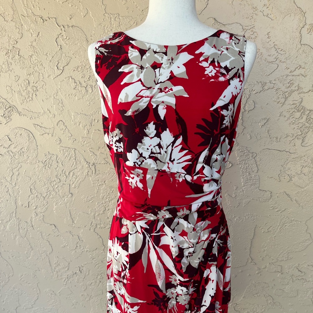 Donna Karan Red Floral Dress